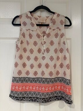Anthropologie Skies Are Blue Boho Floral Tank Top S Rayon Sleeveless Blouse